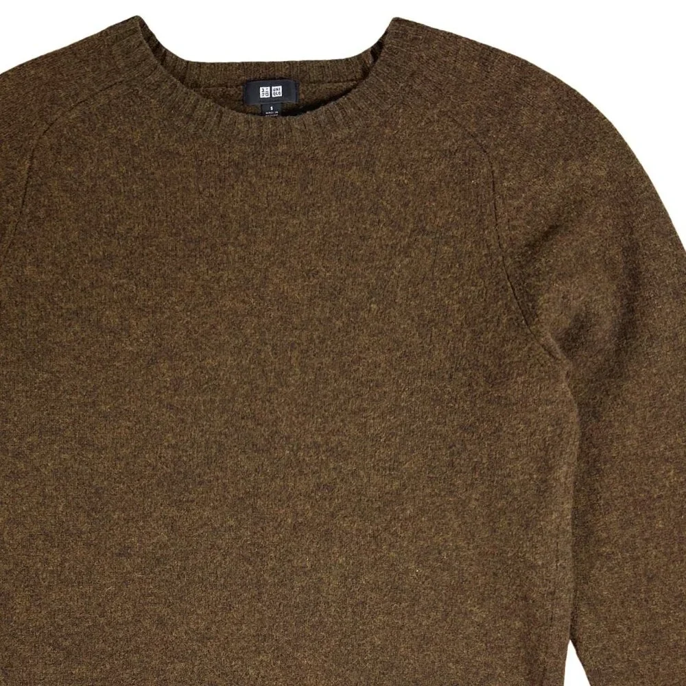 Uniqlo 100% Premium Lambswool Crew Neck Sweater – Heathered Brown | Small - Picture 7 of 13